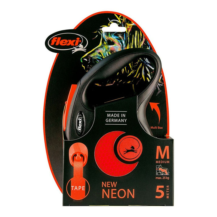 Lesă pentru câine Flexi NEW NEON 5 m Portocaliu Mărimea M