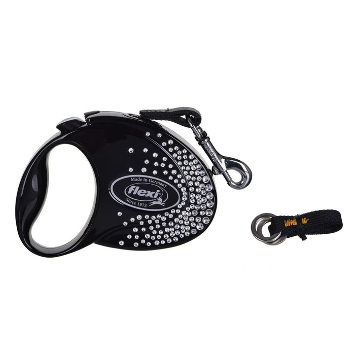 Lesă pentru câine Flexi Glam Composition with Swarovski crystals 3 m Negru S