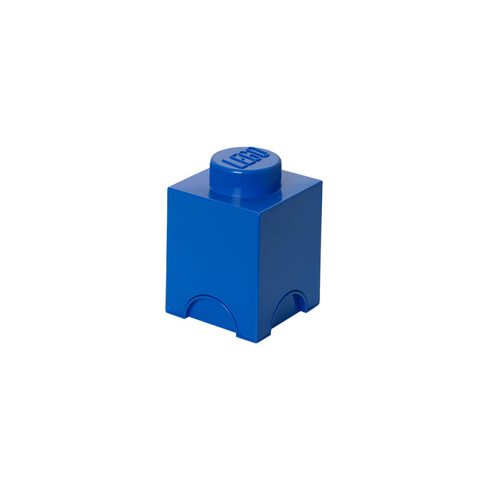 Cutie de depozitare LEGO, cărămidă 1x1 cu un singur buton, albastră