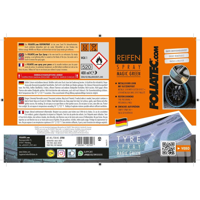 Spray cu vopsea Foliatec Verde Roți 400 ml