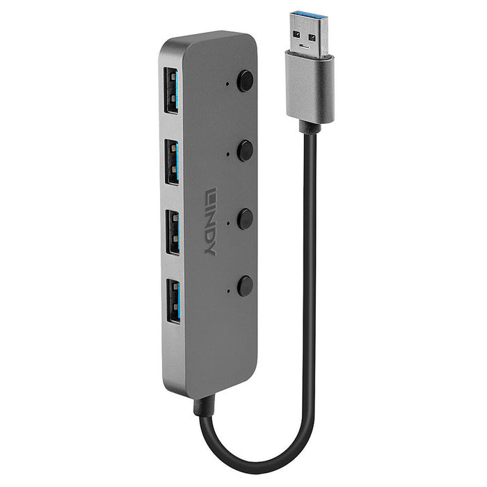 Hub USB LINDY Negru Gri (1 Unități)