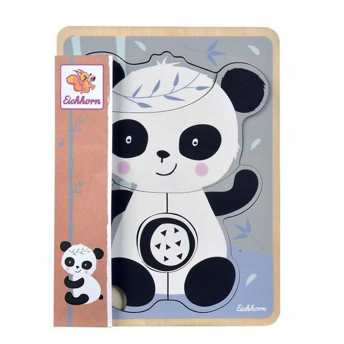 Puzzle pentru Copii din Lemn Eichhorn Panda 6 Piese