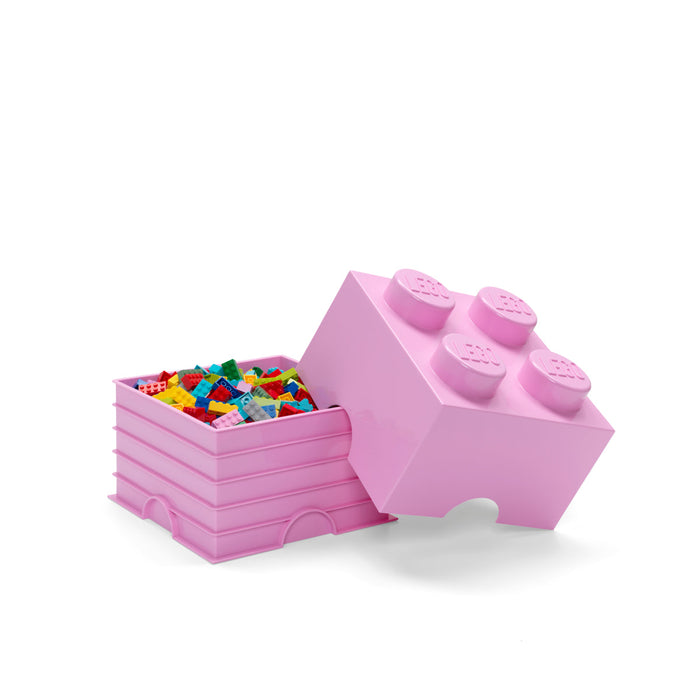 Cutie de depozitare LEGO, cărămidă 2x2 cu 4 butoane, roz, 3+ ani