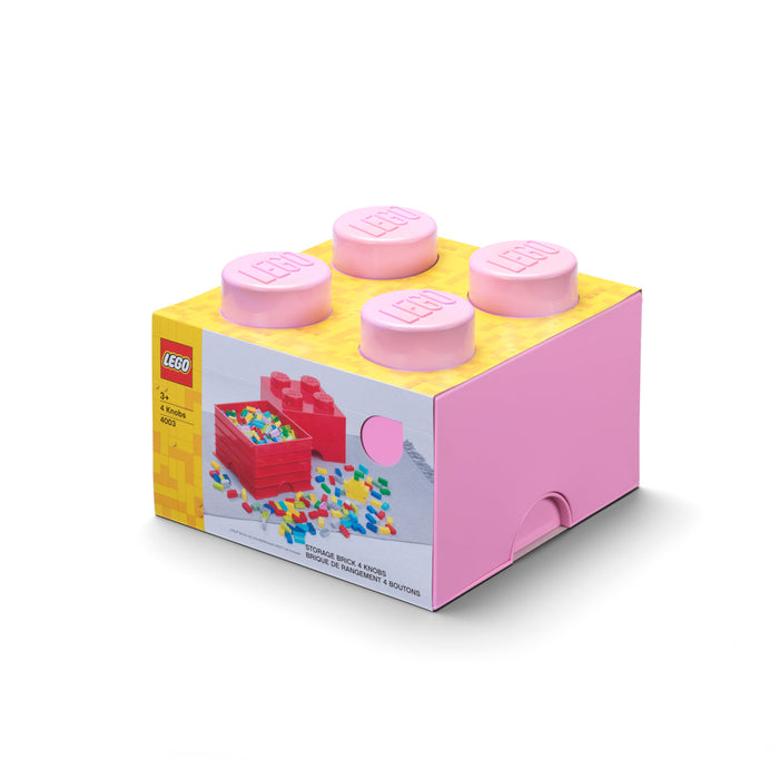 Cutie de depozitare LEGO, cărămidă 2x2 cu 4 butoane, roz, 3+ ani
