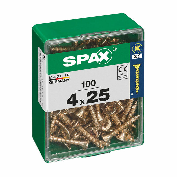 Cutie cu șuruburi SPAX Șurub de lemn Cap turtit (4 x 25 mm) (4,0 x 25 mm)