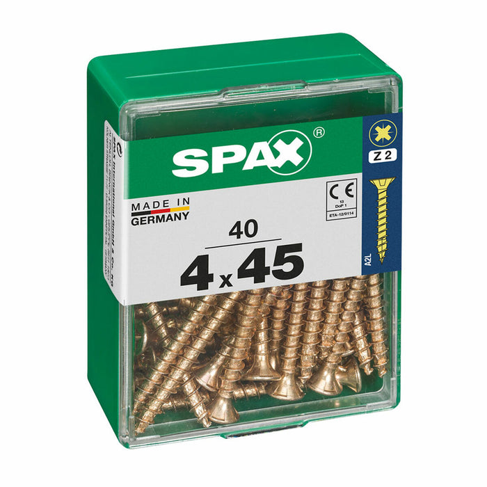 Cutie cu șuruburi SPAX Șurub de lemn Cap turtit (4 x 45 mm) (4,0 x 45 mm)