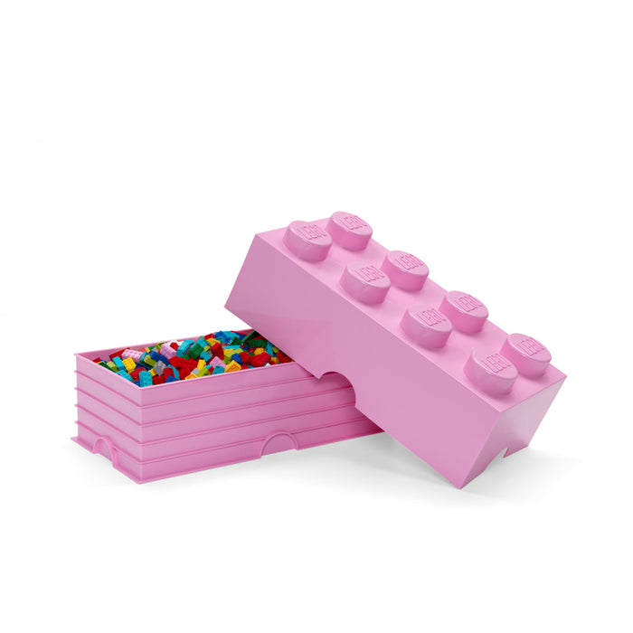 Cutie de depozitare LEGO, cărămida 8 (4x2), roz, 8 butoni, 3+ ani