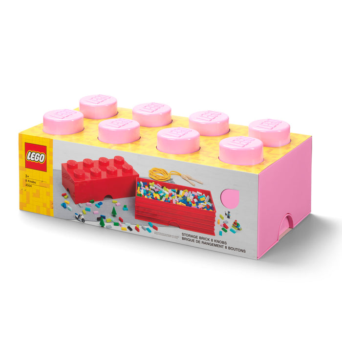 Cutie de depozitare LEGO, cărămida 8 (4x2), roz, 8 butoni, 3+ ani