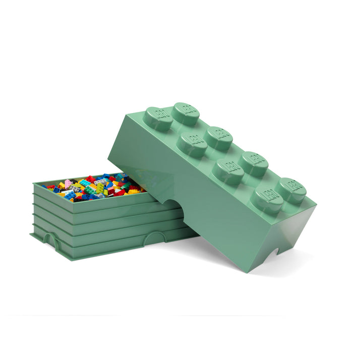Cutie de depozitare LEGO, cărămidă 4x2, 8 butoane, verde nisip