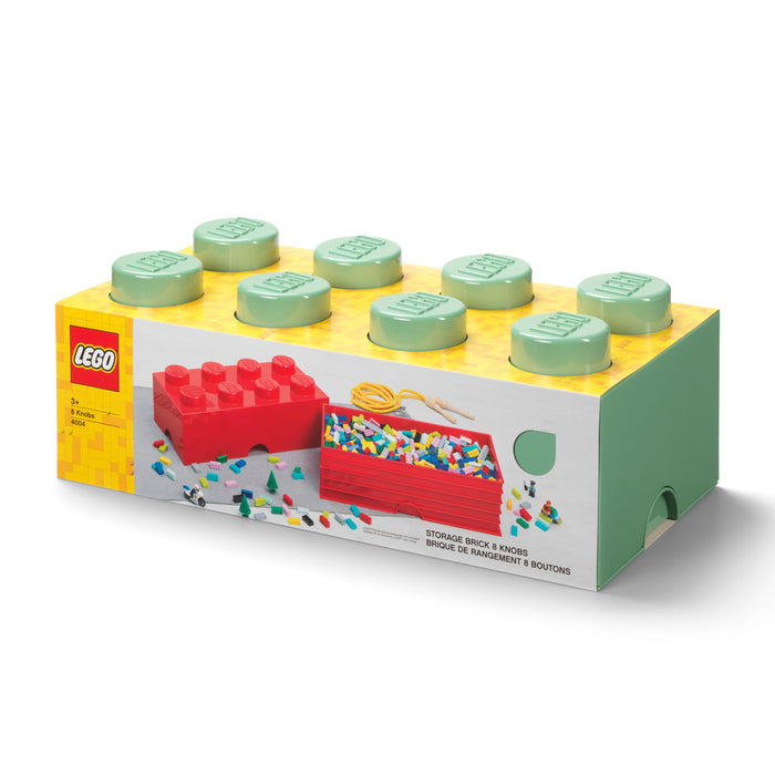 Cutie de depozitare LEGO, cărămidă 4x2, 8 butoane, verde nisip