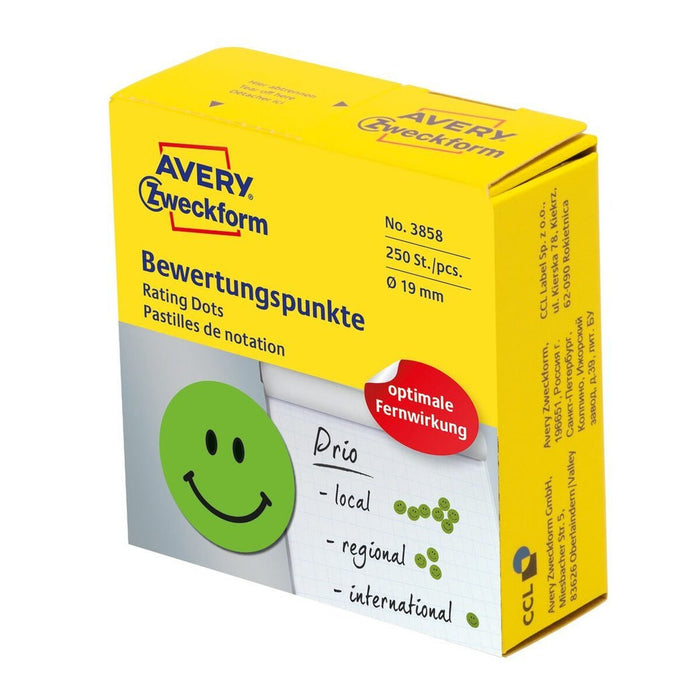 Etichete autoadezive Avery 3858 Verde Ø 19 mm 250 Unități