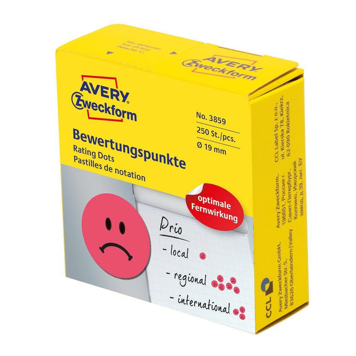 Etichete autoadezive Avery 3859 Roșu Ø 19 mm 250 Unități