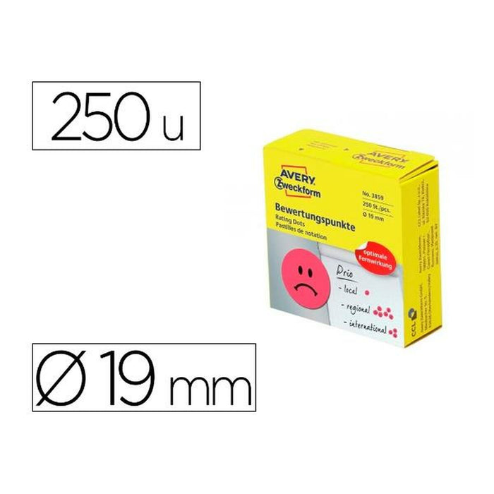 Etichete autoadezive Avery 3859 Roșu Ø 19 mm 250 Unități