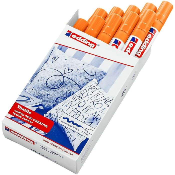 Marker permanent Edding 4500 Textilă Fosforescent Portocaliu (10 Unități)