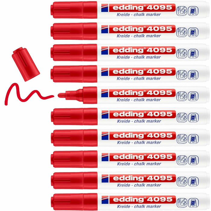 Markere cu cretă lichidă Edding 4095 Roșu (10 Unități)
