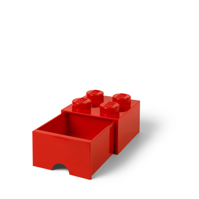 Cutie de depozitare LEGO, cărămidă cu sertar, 4 butoni, roșie