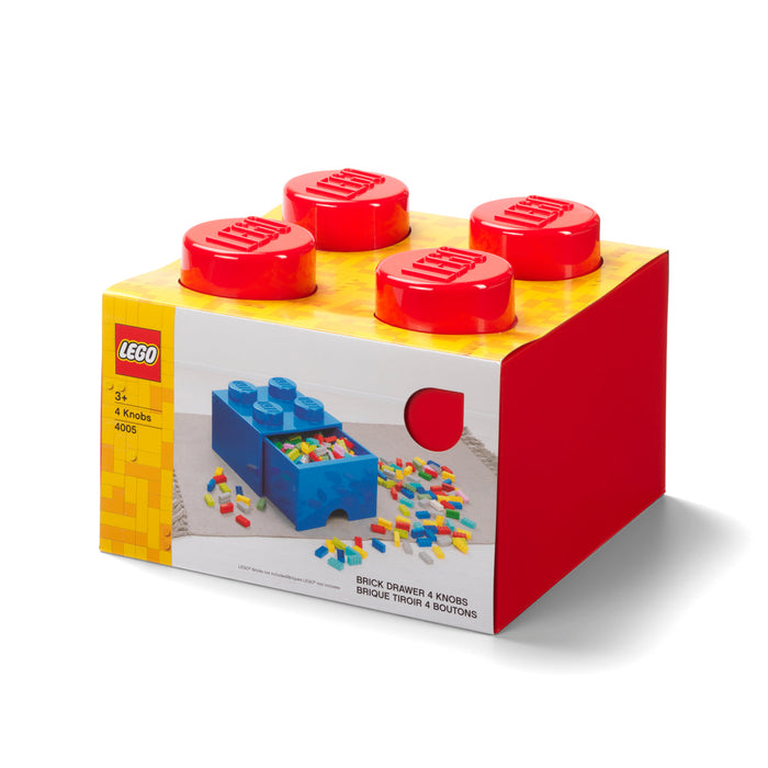 Cutie de depozitare LEGO, cărămidă cu sertar, 4 butoni, roșie