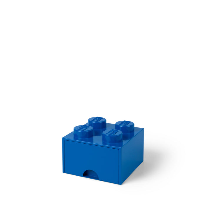 Cutie de depozitare LEGO, tip cărămidă cu sertar, 4 butoni, albastră, 3+ ani