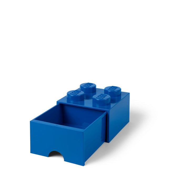 Cutie de depozitare LEGO, tip cărămidă cu sertar, 4 butoni, albastră, 3+ ani
