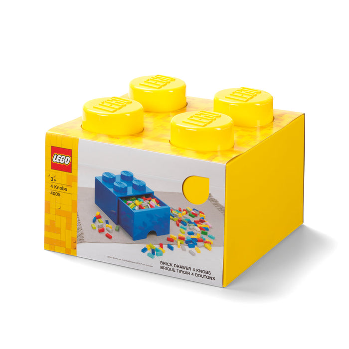 Cutie de depozitare LEGO, cu sertar, 4 butoni 2x2, galben