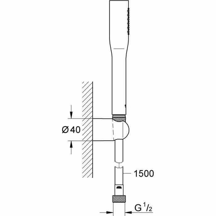 Un cap de duş cu furtun pentru a direcţiona fluxul de apă Grohe Vitalio Get Stick 27459000 Cromat 150 cm 1 Poziție