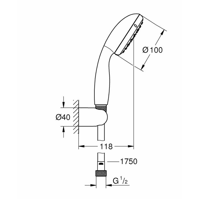 Set de duș Grohe 27944000 Gri Silicon 1 Poziție