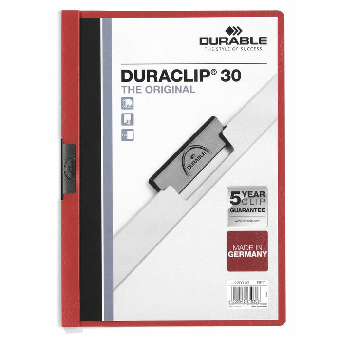 Dosar Servietă Durable Duraclip 30 Roșu Transparent A4 25 Piese