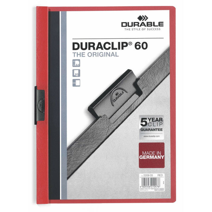 Dosar Servietă Durable Duraclip 60 Roșu Transparent A4 25 Piese