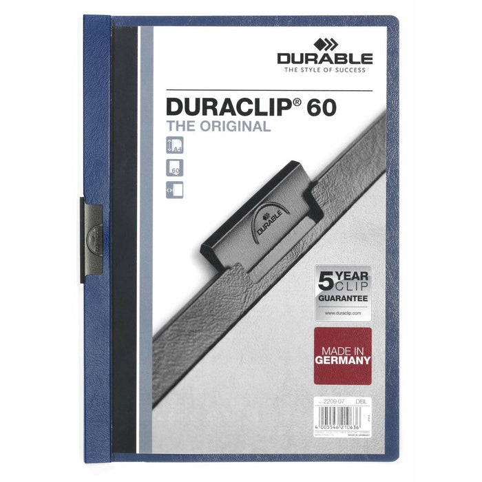 Dosar Servietă Durable Duraclip 60 Transparent Albastru închis A4