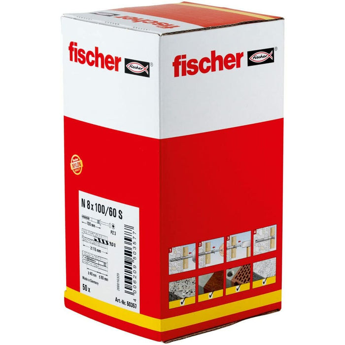Dibluri și șuruburi Fischer N-S 50357 M8 x 100 mm (50 Unități)