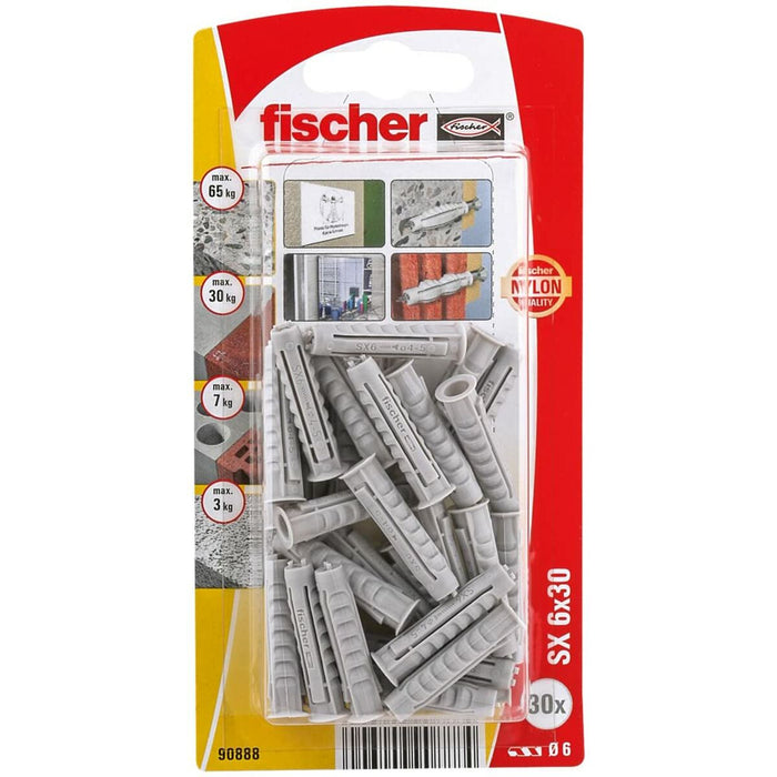 Crampoane Fischer SX 90888 Nailon 6 x 30 mm (30 Unități)