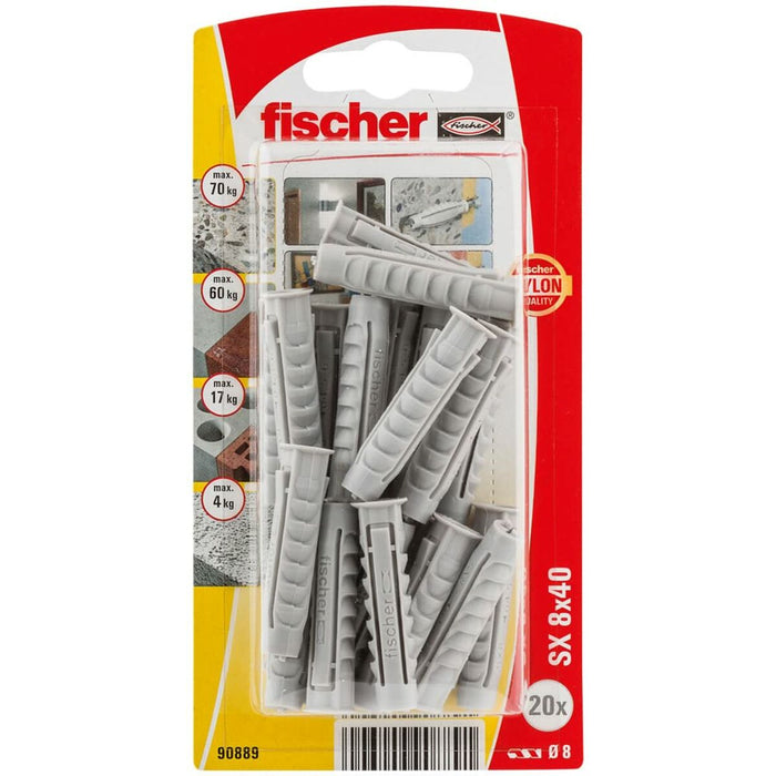 Crampoane Fischer SX 90889 Nailon 8 x 40 mm (20 Unități)