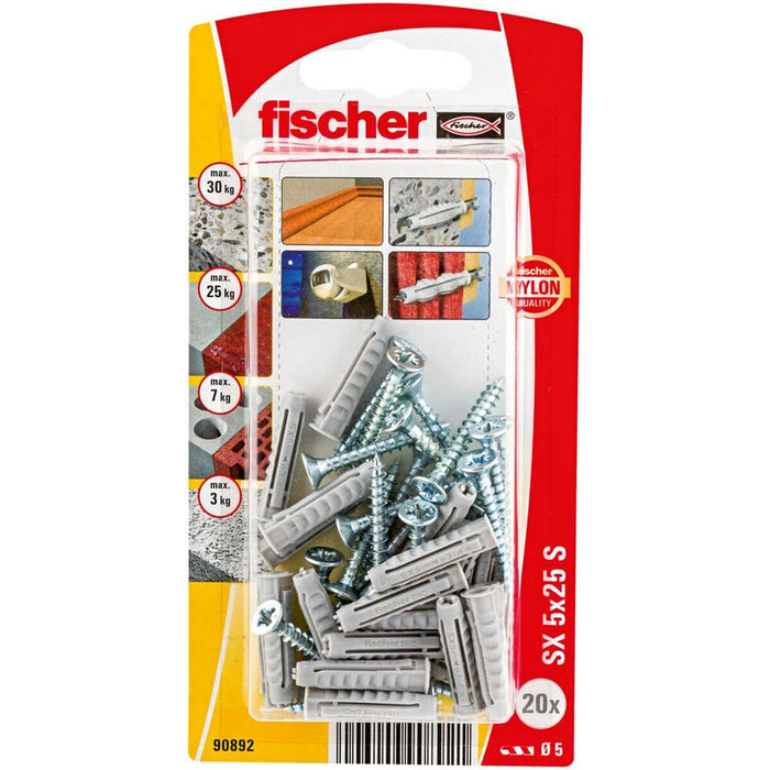 Dibluri și șuruburi Fischer Dibluri și șuruburi 20 Piese (5 x 25 mm)