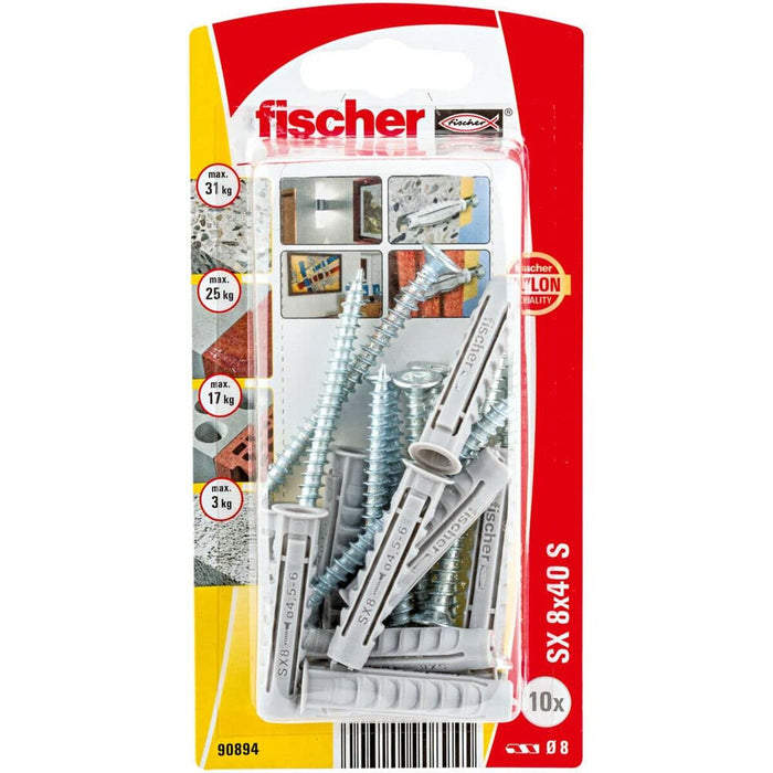 Dibluri și șuruburi Fischer Dibluri și șuruburi 10 Unități (8 x 40 mm)