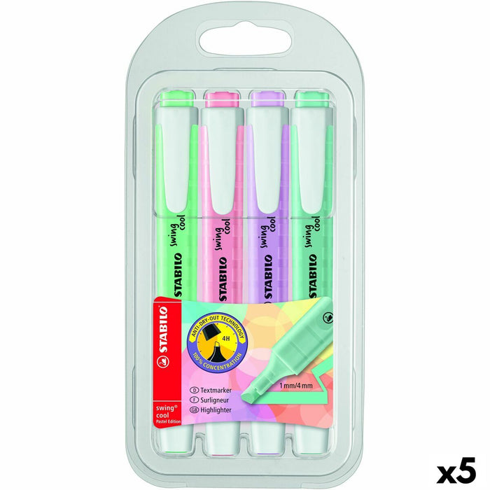 Set de Markere Fosforescente Stabilo Swing Cool Pastel Multicolor (5 Unități)