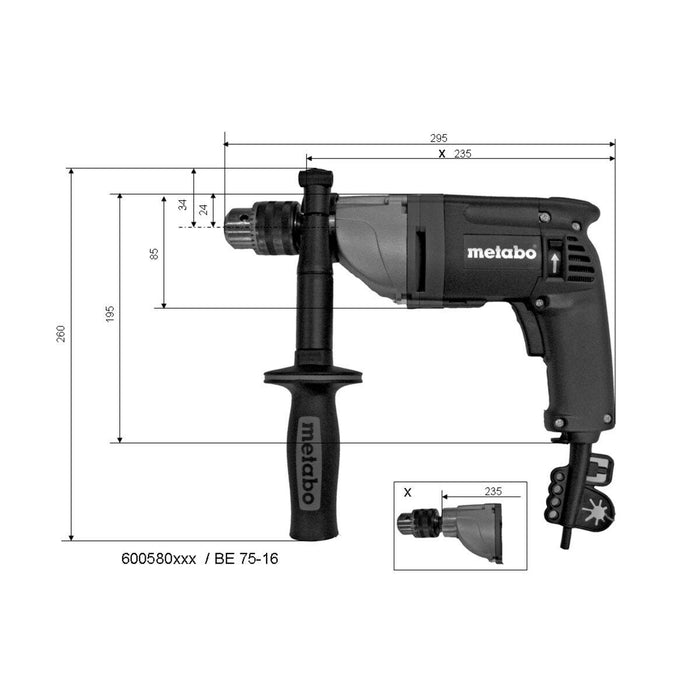 Burghiu percutor Metabo BE 75-16 750 W 240 V 40 Nm 75 NM