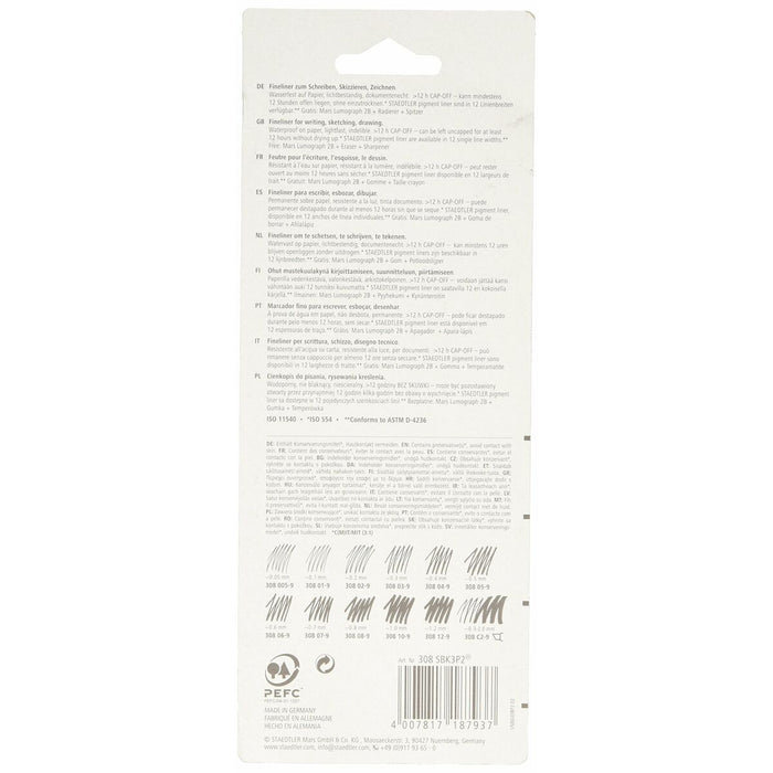 Marker permanent Staedtler 308 SBK3P2 Negru (3 Piese)