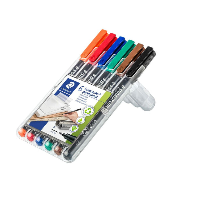Marker permanent Staedtler 318 WP6 1 mm Negru Multicolor