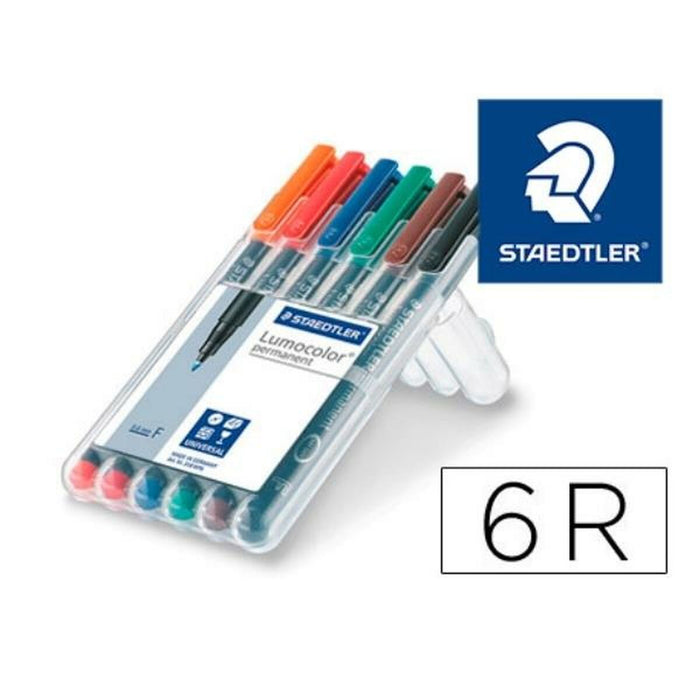 Marker permanent Staedtler 318 WP6 1 mm Negru Multicolor