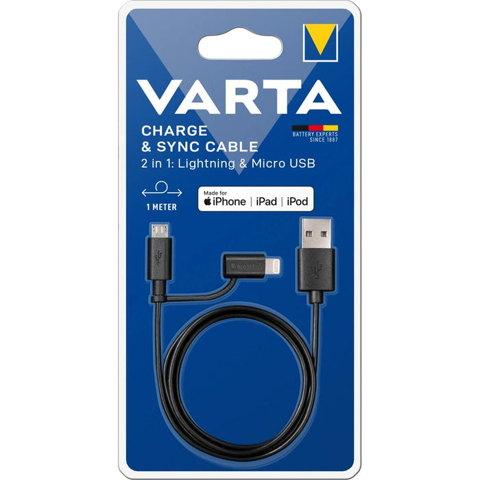 Cablu USB la Micro USB și Lightning Varta 57943101401 1 m