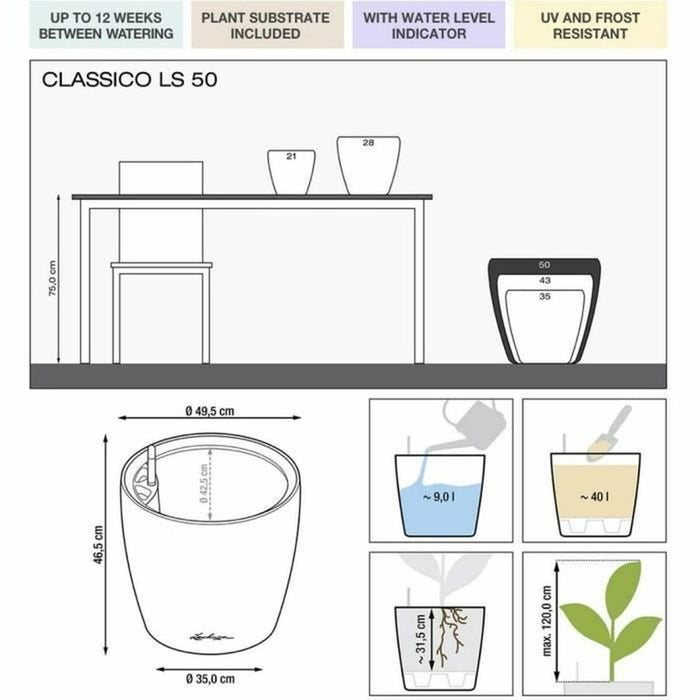 Ghiveci Lechuza Maro Ø 50 cm Plastic