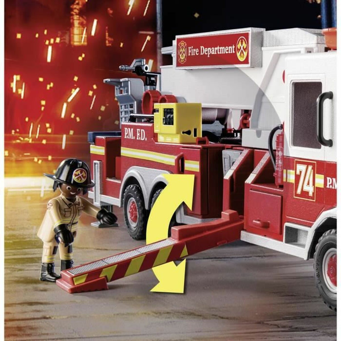 Set de Jucării cu Vehicule   Playmobil Fire Truck with Ladder 70935         113 Piese