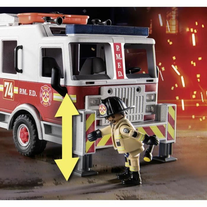 Set de Jucării cu Vehicule   Playmobil Fire Truck with Ladder 70935         113 Piese
