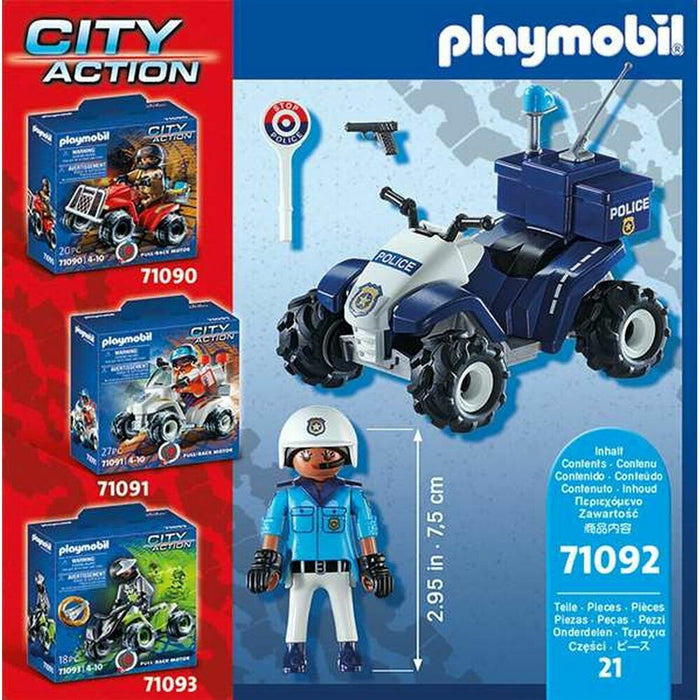 Set de Jucării cu Vehicule Playmobil Speed Quad City Action 71092 Polițist (21 pcs)