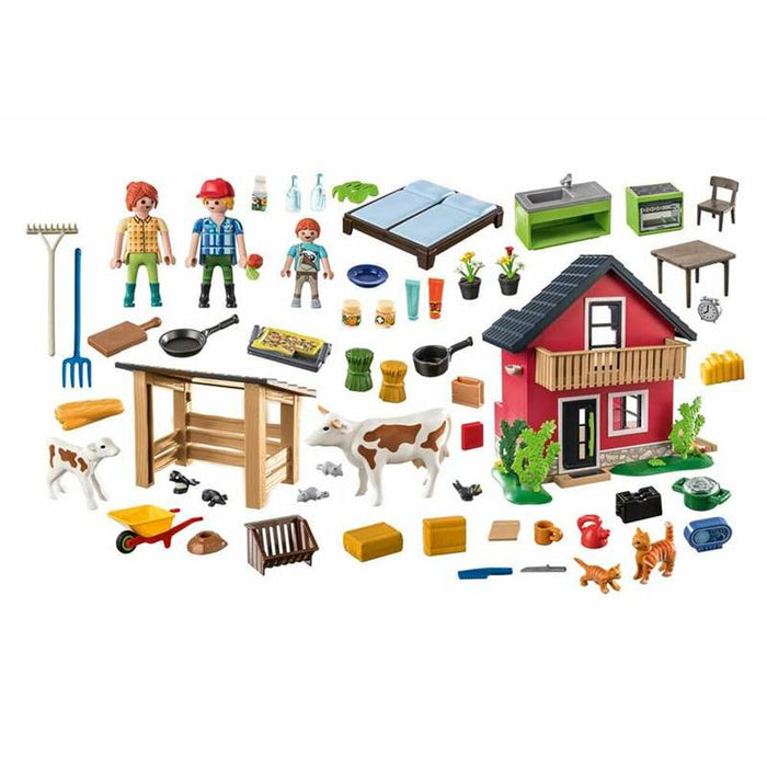 Playset Playmobil 71248 Country Furnished House with Barrow and Cow 137 Piese