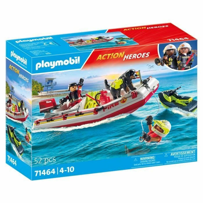 Playset Playmobil Action Heroes - Fireboat and Water Scooter 71464 52 Piese