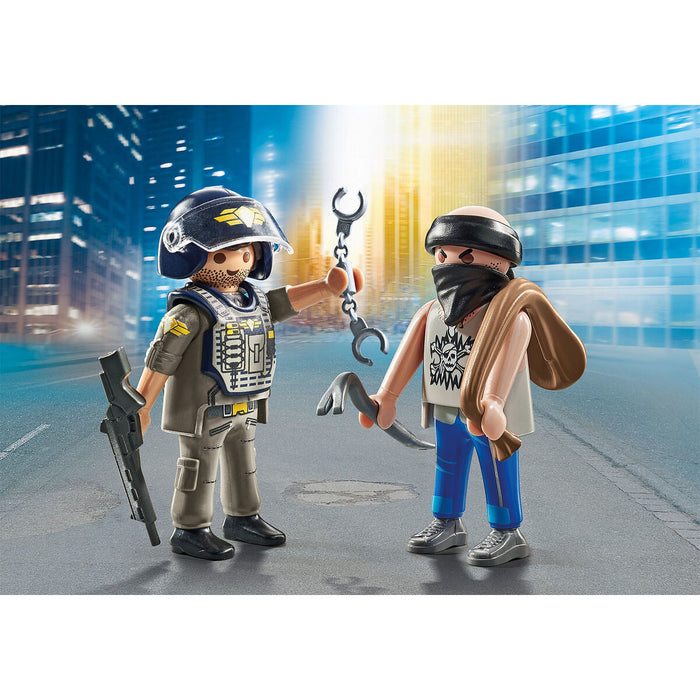 Playset Playmobil Polițist Hoț 9 Piese