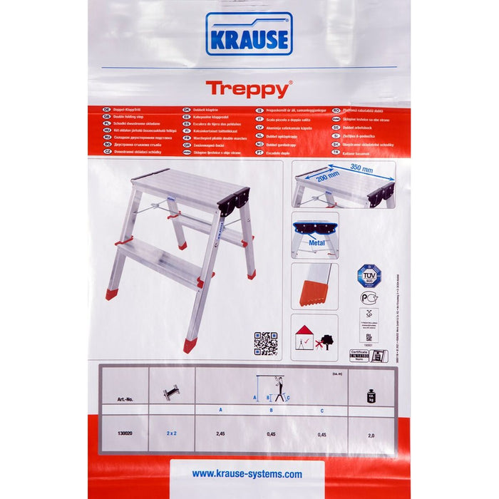 Scară pliantă cu 2 trepte Krause 130020 Argintiu Aluminiu