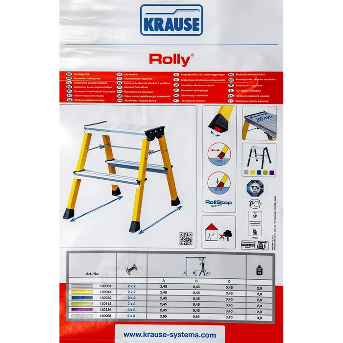 Scară pliantă cu 2 trepte Krause 130037 Argintiu Aluminiu