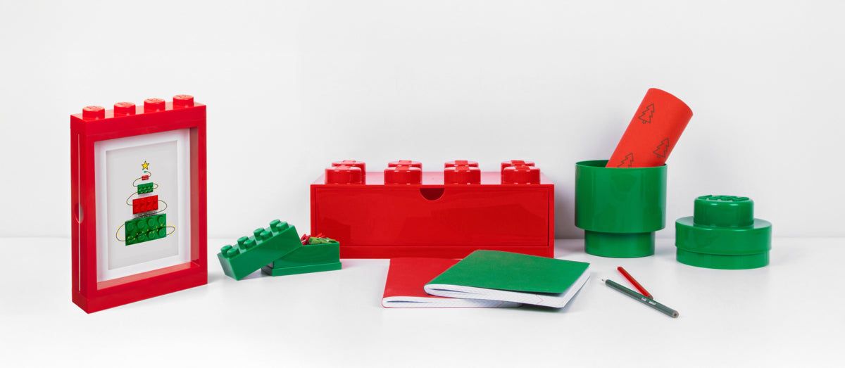 Sertar de depozitare LEGO, 8 butoni, roșu, 31,6 x 15,8 x 11,3 cm